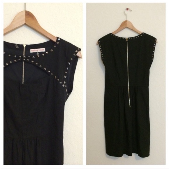 Rebecca Taylor Black Cut Out Shift Dress Studs - Picture 3 of 3